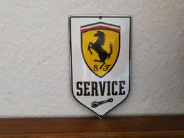 Emailschild Ferrari Service Logo Emaille Schild Reklame Auto