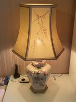 Tischlampe Porzellan handbemalt mit Schirm vintage