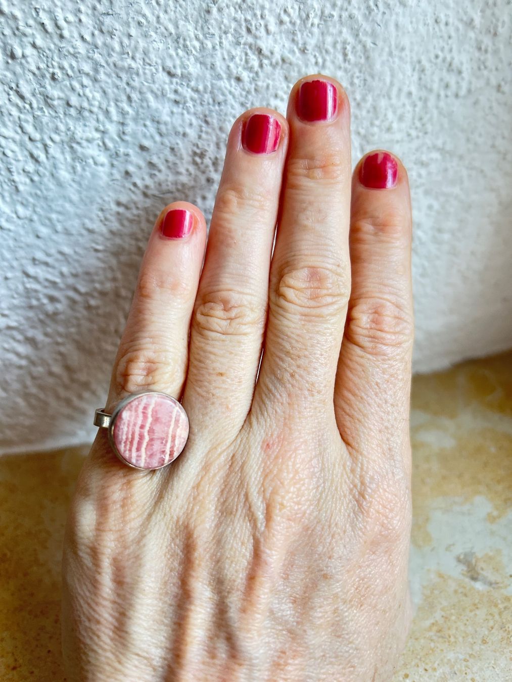 Anelli: Rhodochrosit Ring, Silber gefasst (53) – Usato da Basel venduto da bellespirit 3