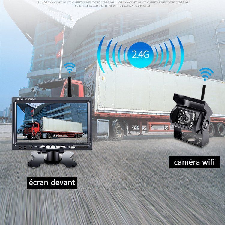Kit Caméra De Recul Sans Fil 7 Pouces Hikity - Caméra étanche IP68, Vision Nocturne, Angle 150° - Pour Voiture, Camion, Camping-car 12-24V