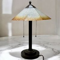 Lampe de table CONCORD USA métal et pâte de verre 1950/60