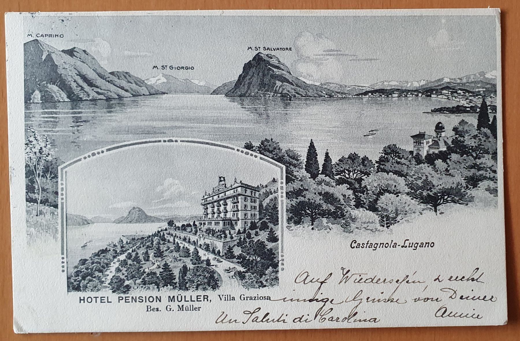 Cartoline postali: Castagnola - Hotel Pension Müller 1913 – Usato da Kreuzlingen venduto da Rschweiz1