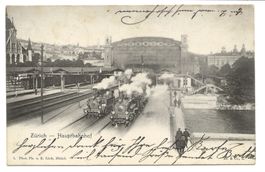 Zürich - Stadt - Hauptbahnhof - Dampfzug - 1902