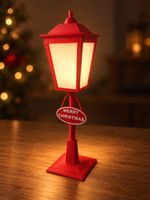 Lampione natalizio rosso con candela LED – decorazione 3D, 