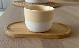8 Keramik Espresso Tassen mit Untersetzer