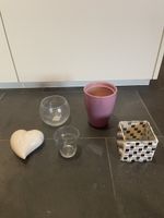5x kleine Vasen in Pink und Mosaik