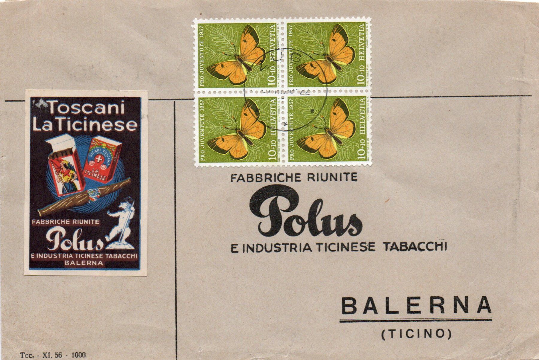 Alle Briefmarken: POLUS - Industria tabacchi Balerna – Gebraucht aus Melano von pisonsdro
