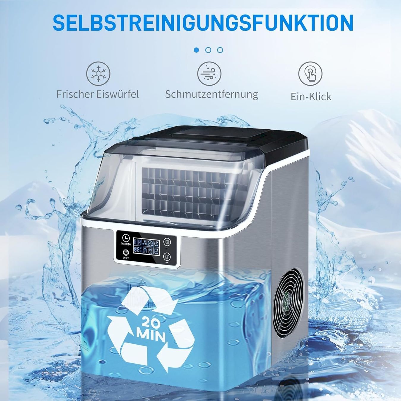 Elettrodomestici da cucina: HOMCOM Eiswürfelmaschine 20kg/24h Silber – Nuovo e nell'imballaggio originale da Bottighofen venduto da zaap 5