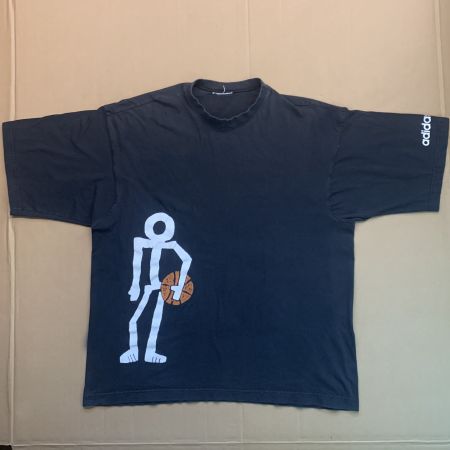 Y2K Vintage Adidas Schwarzes Streetball-T-Shirt mit Grafikdr
