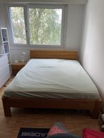 Doppelbett-Gestell Massivholz hellbraun 