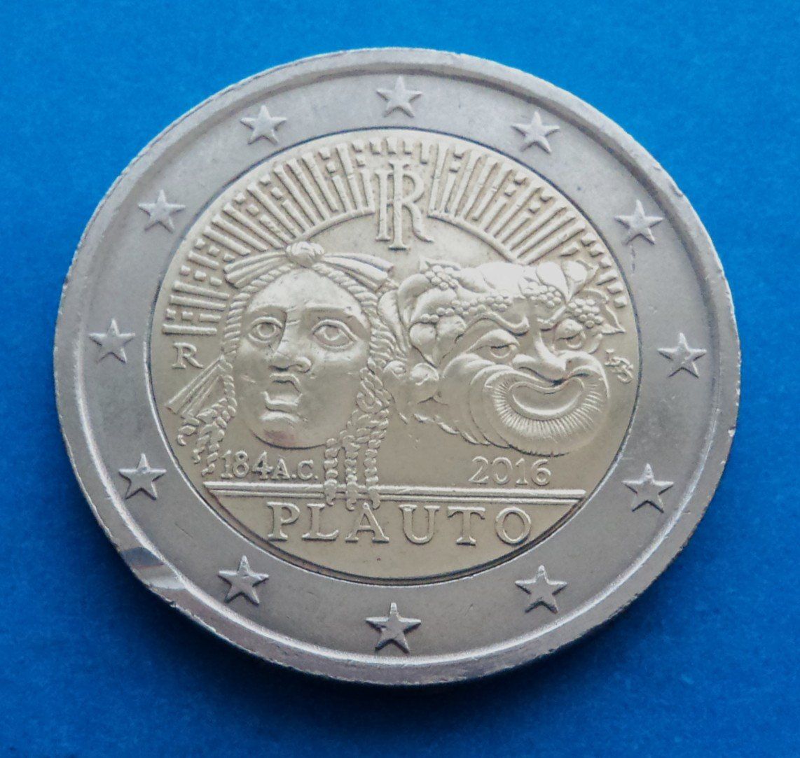 Alle Münzen: Italien: 2 Euro Plautus 2016, SS – Gebraucht aus Basel von maripas17