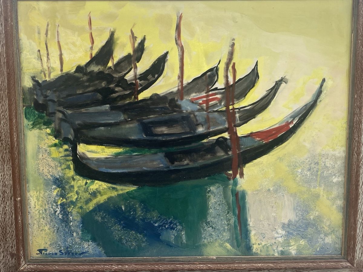 Gemälde: Gondolas (the red carpets) Pierre Sicard – Gebraucht aus Zug von GreenwichVillage