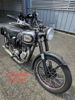 Motorrad AJS restauriert schwarz brauner Ledersitz