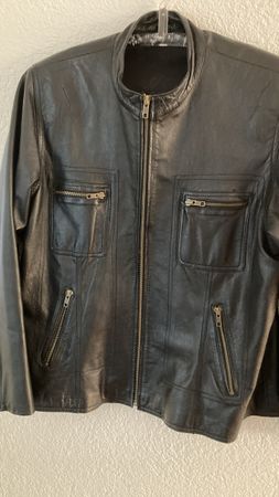 Lederjacke für Damen, feines Leder, schwarz, Grösse 42