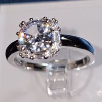Eleganter Ring mit grossem Zirkonia, 925 versilbert, Gr. 7,5