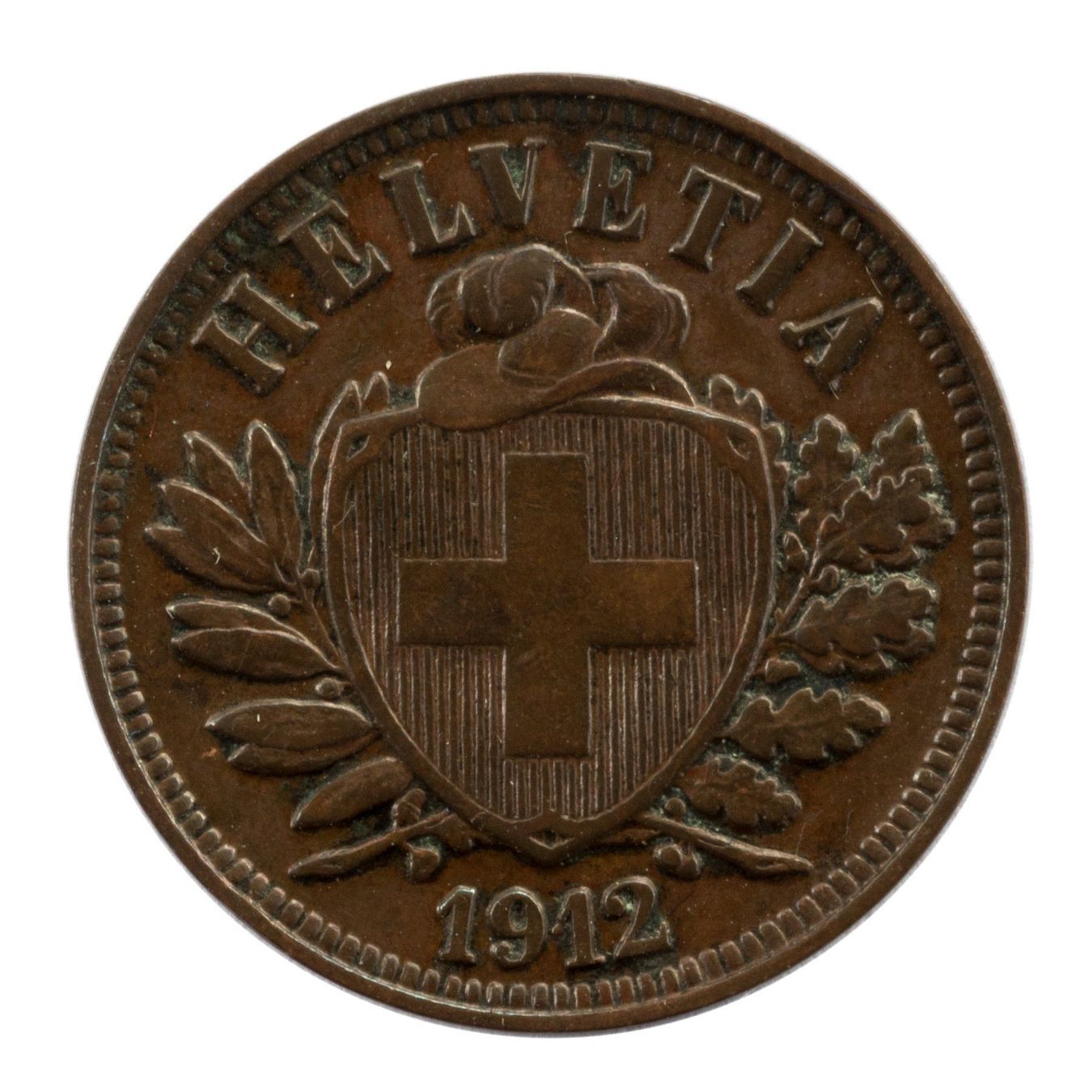 Tutti le monete: Schweiz / Suisse - 2 Rappen - 1912 – Usato da Rotkreuz venduto da Swiss-Coins