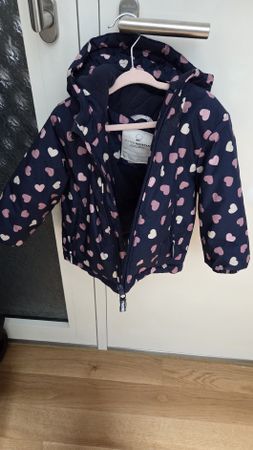 Kinder Winterjacke wasserabweisend dunkelblau mit Herzen