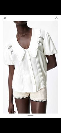 Zara Cream Blouse with Detailed Collar - Summer Style ☀️