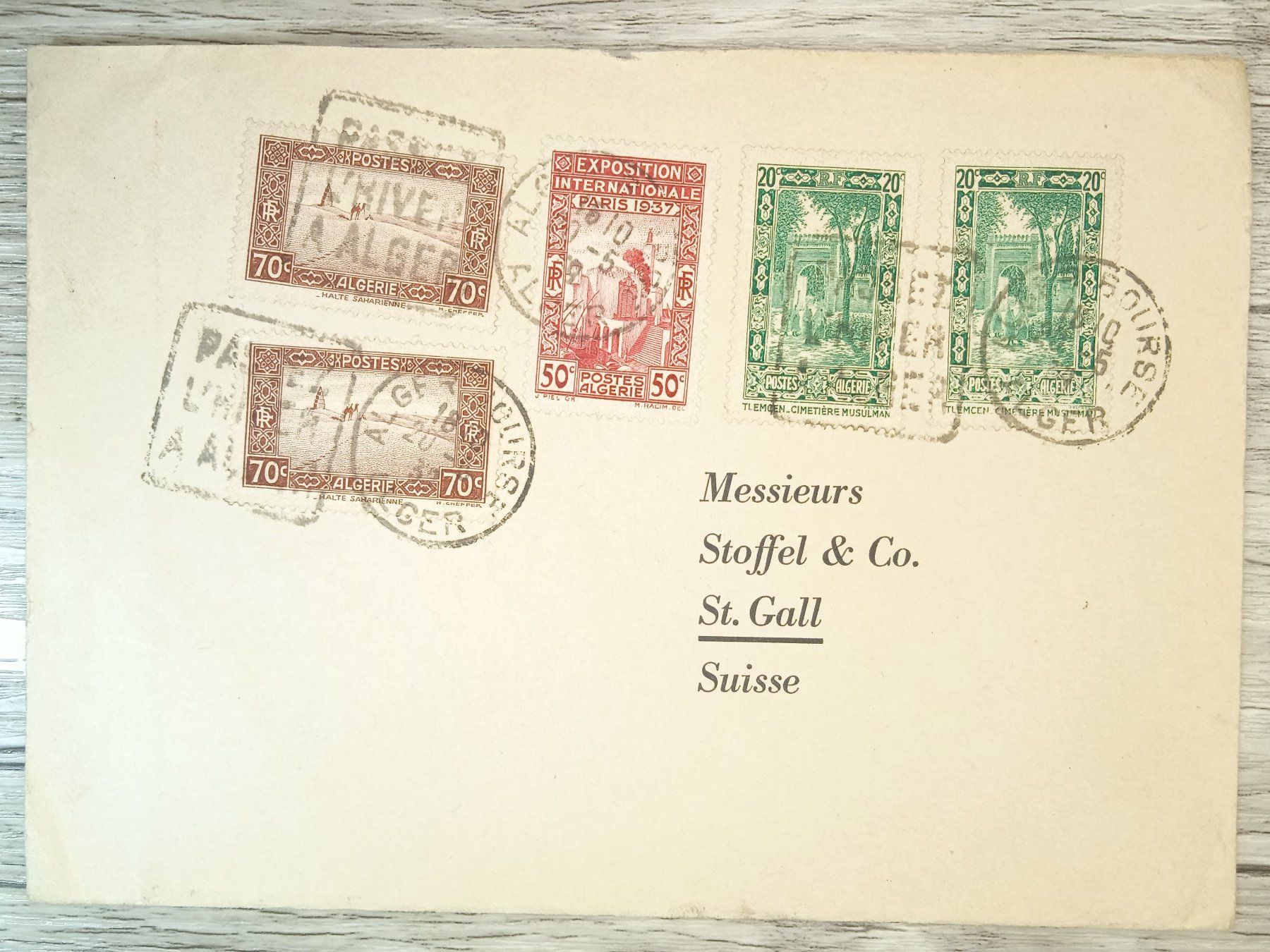 Tutti i francobolli: TR63 Enveloppe + Timbre Algerie 1937 – Usato da Cousset venduto da Patrick_Collections