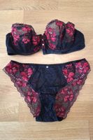 Ensemble AUBADE lingerie dentelle noir et rouge