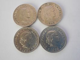 4 x 10 Rp. gute Erhaltung 1926/28/32/33