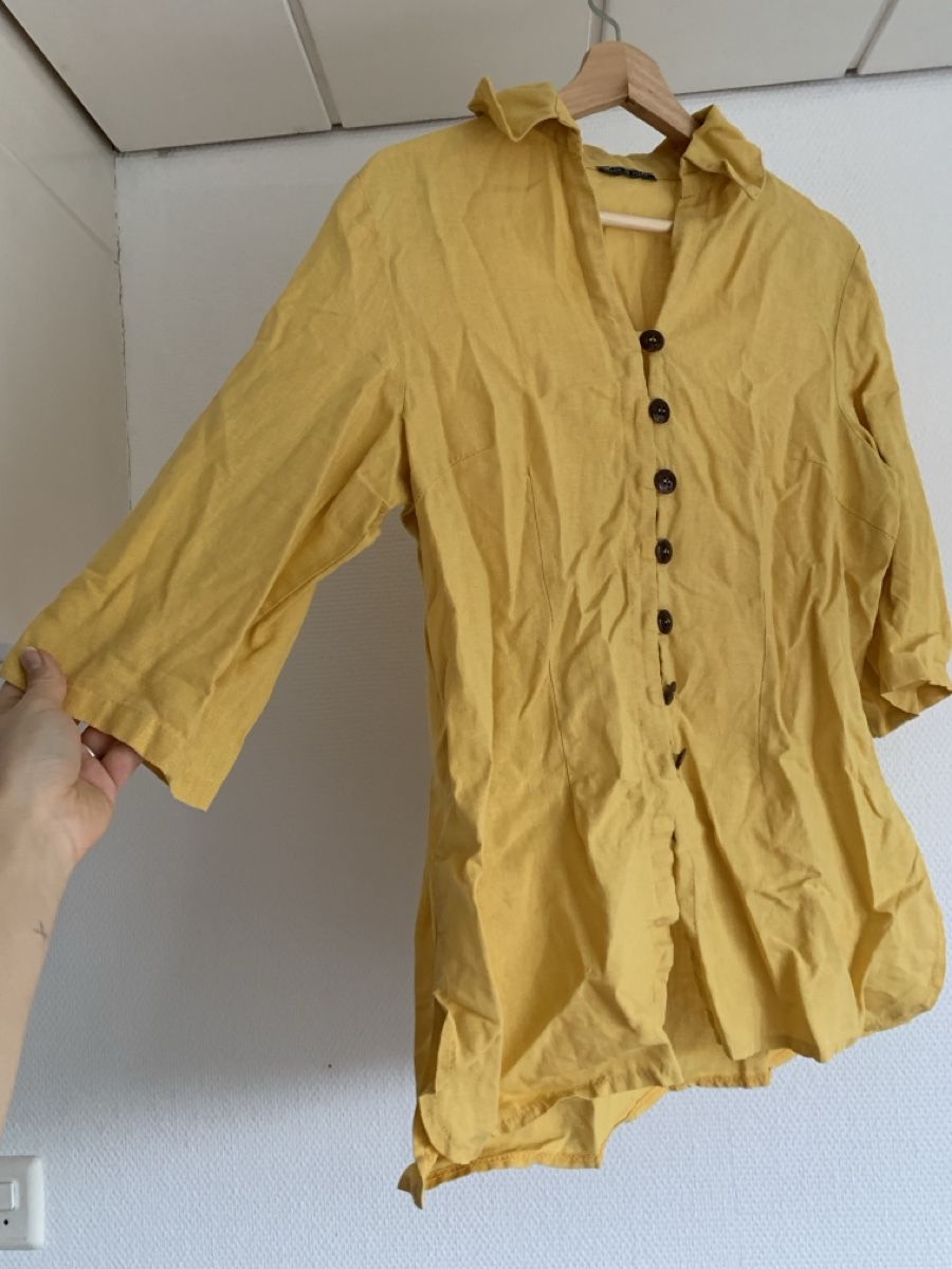 Camicette: Yellow Button-Down Blouse 100% Linen from Italy – Usato da Neukirch (Egnach) venduto da ginger34