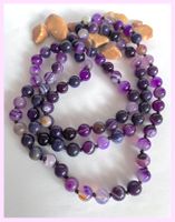 84cm KETTE STEINKETTE EDELSTEINKETTE ACHAT VIOLETT KEIN GLAS