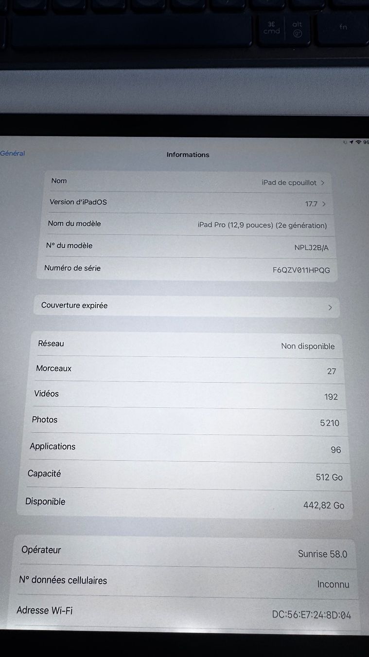Apple Tablettes PC: Ipad Pro 12.9" (2me génération) – D'occasion à Granges-Marnand par chr_gg86 2