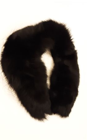 Col en fourrure véritable, noir, comme neuf, renard polaire