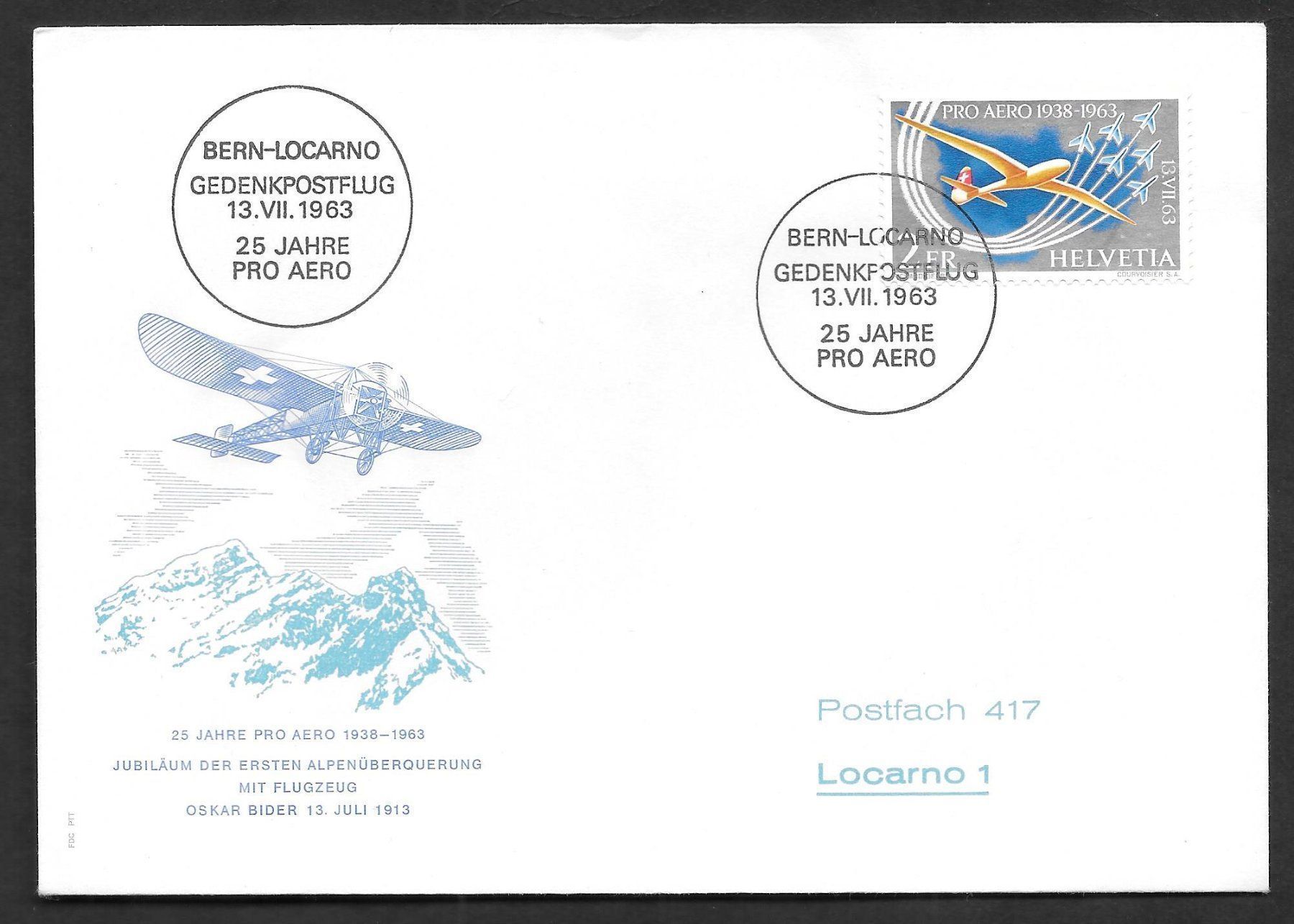 Tous les timbres: Gedenkpostflug Bern-Locarno 13.7.1963 – Neuf (Voir description) à Olten par clotaldi