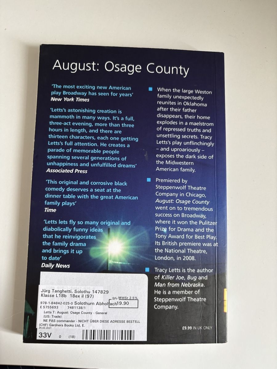 Libri: August: Osage County – Nuovo (secondo la descrizione) da Solothurn venduto da amelie.br 1