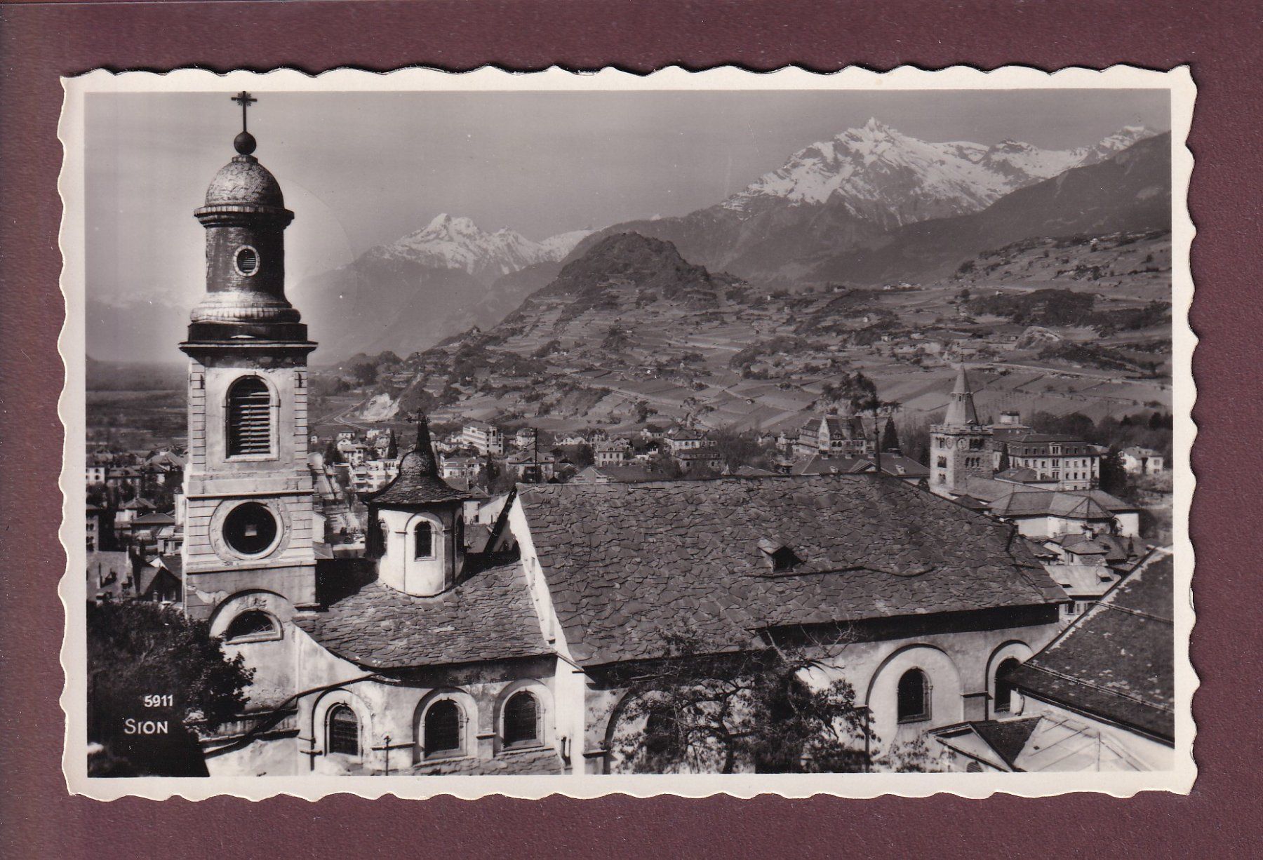 Cartoline postali: SION - Eglise des Jésuites - 1958 – Usato da Pully venduto da nicecards