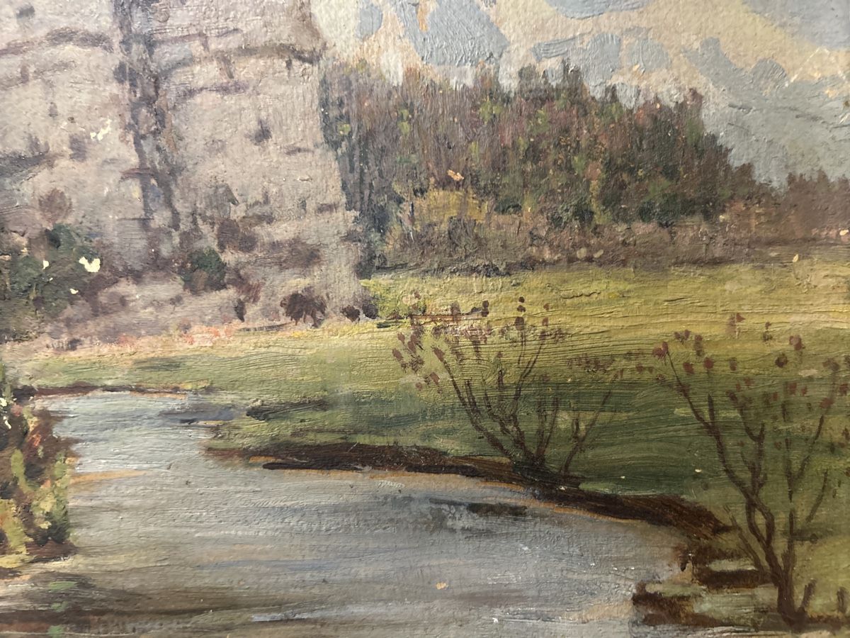Dipinti: Altes Ölgemälde "Berge und Fluss" – Usato da Glarus venduto da KunstWerkEr-LS87 3