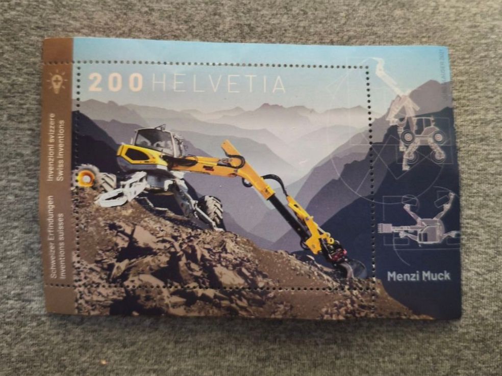 Alle Briefmarken: Menzi Muck Briefmarke Schweizer Post Fr. 2.- – Gebraucht aus Unterbäch VS von ricirici55