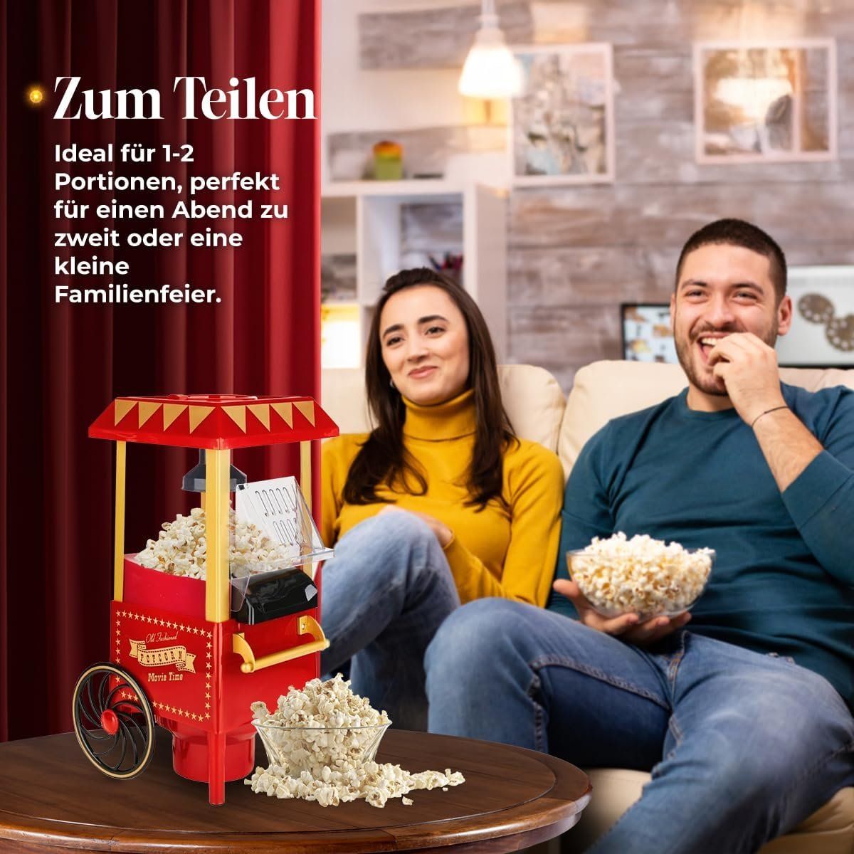 Küchengeräte: Popcornmaschine Heissluft Popcorn Maker Retro 1200W Rot – Neu und originalverpackt aus Wittenbach von VELARO 6