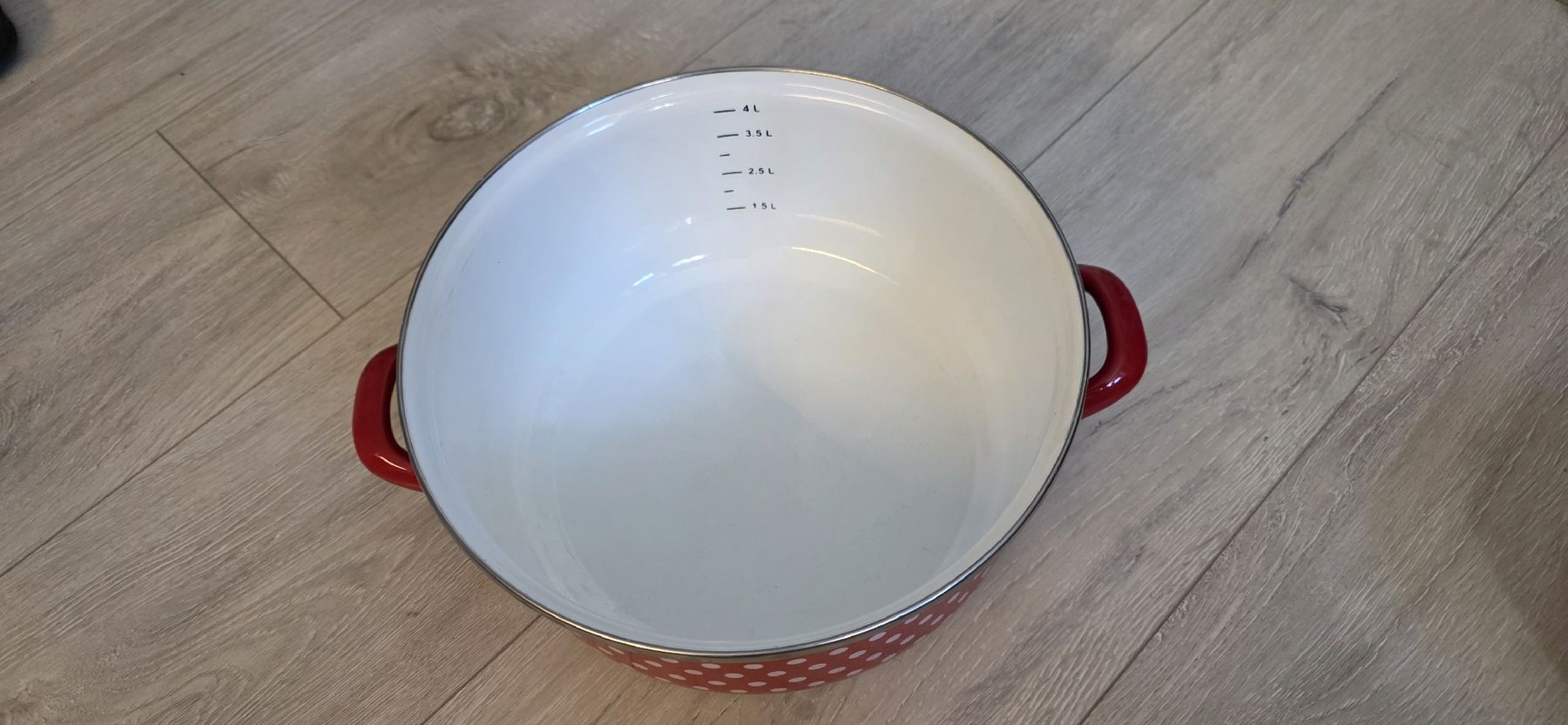 Töpfe: Emaille Kochtopf rot mit Punkten Durchmesser 26cm – Gebraucht aus Wigoltingen von Zuckerfee84 5