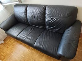3-er Ledersofa schwarz - gebraucht