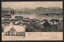 Luzern, Bahnhof, Ortsansicht und die Alp
