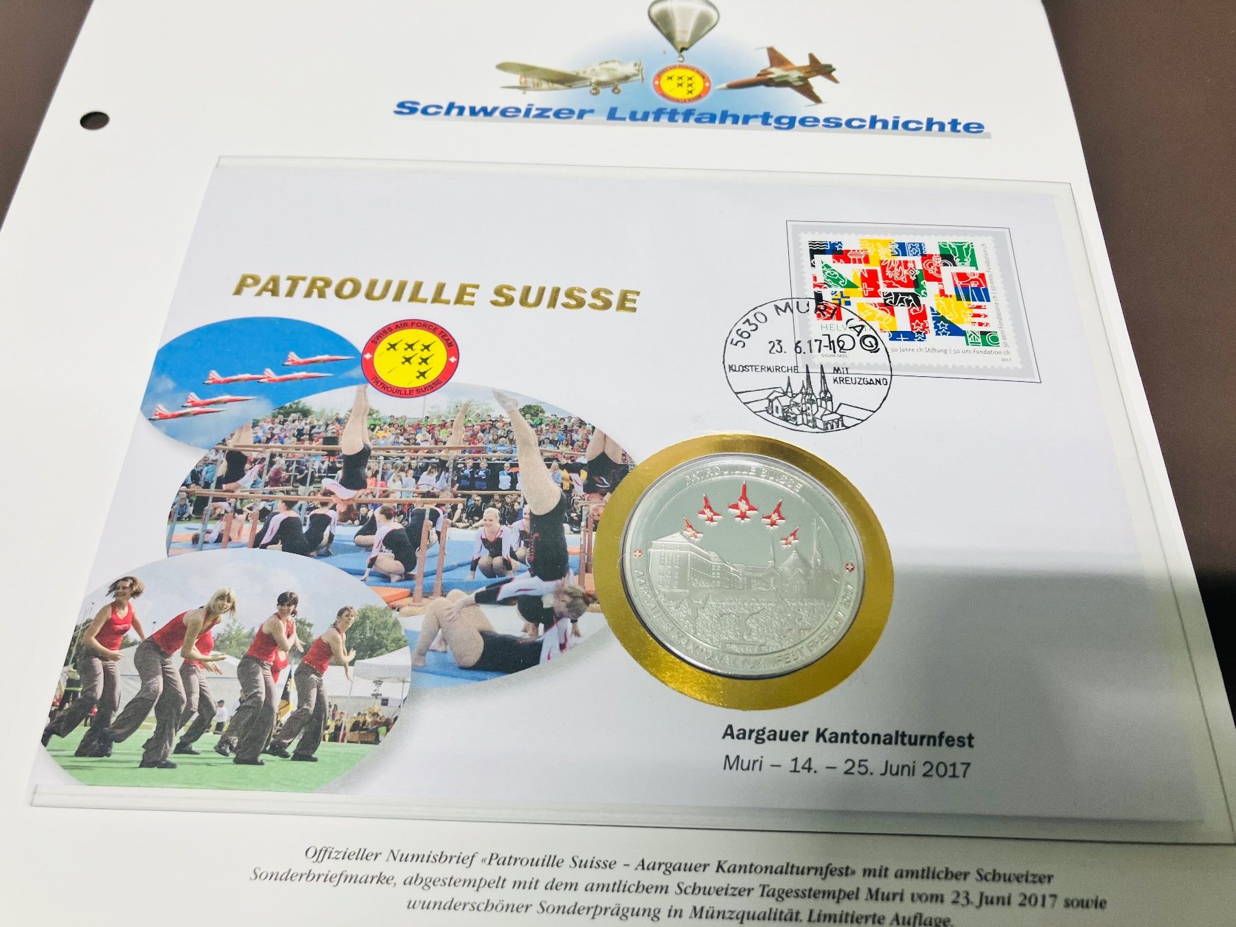 Medaglie: Patrouille Suisse  Numisbrief versilberte Medaille 2017 – Usato da Merenschwand venduto da Garfield2026 1