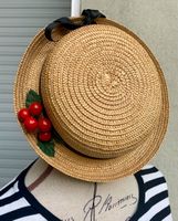 Superbe chapeau de paille ancien WILLY'S Paris Création Rey