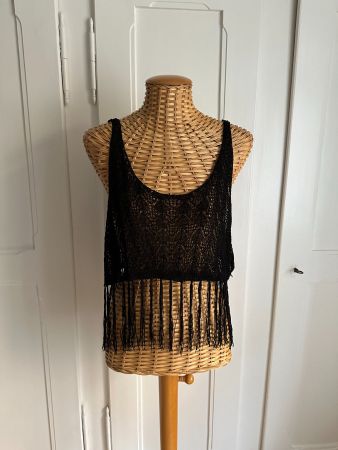 FOREVER 21 - Hippie Boho Fransen-Top schwarz S
