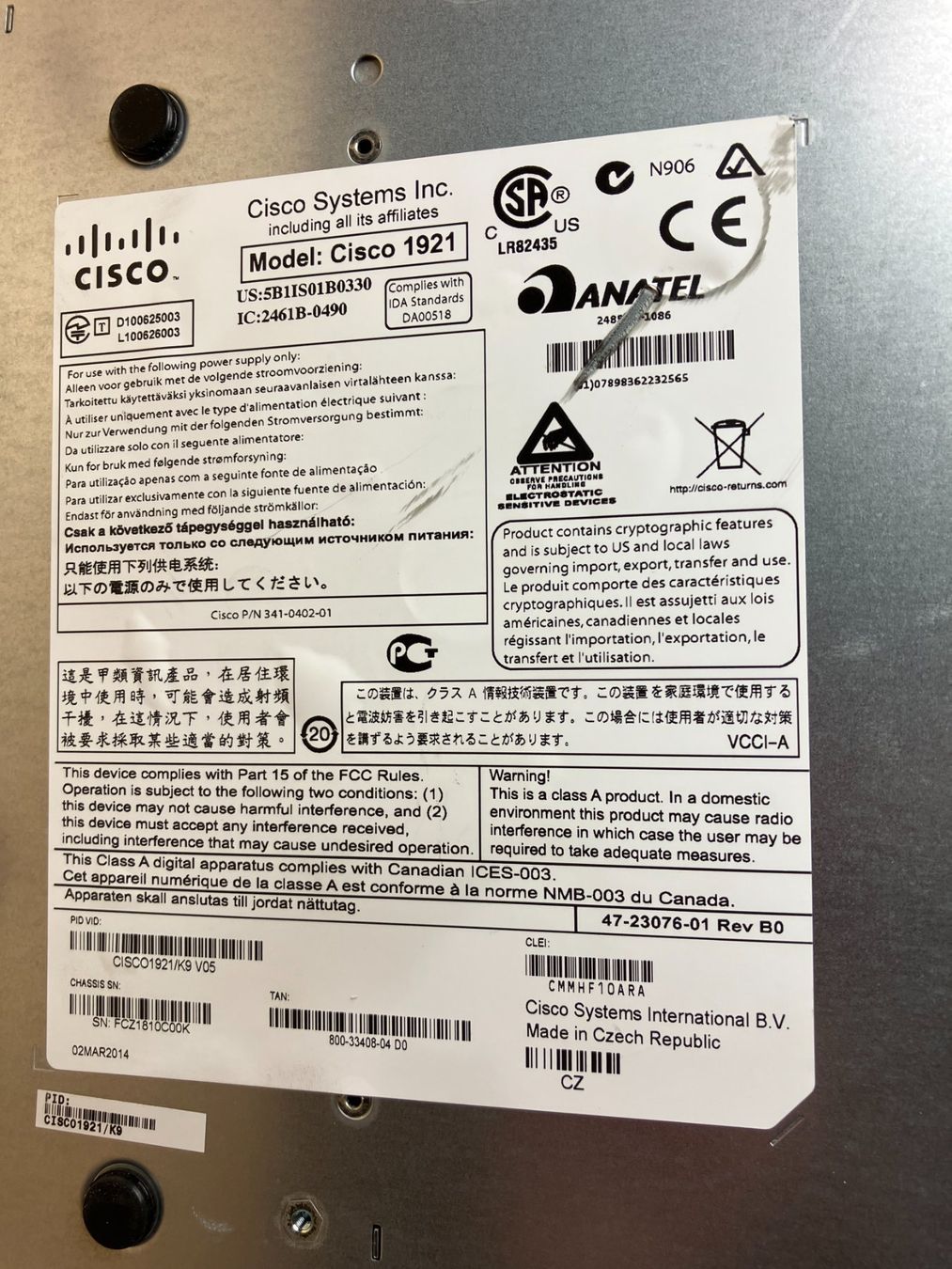Cisco Modems & Router: CISCO 1921 Integrated Services Router – Gebraucht aus Fislisbach von  8