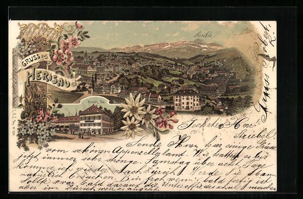 Cartoline postali: Litho Herisau, Heinrichs-Bad, Panorama – Usato da Berlin venduto da bartko-reher