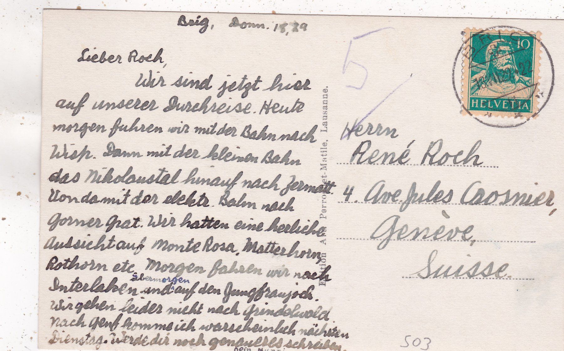 Cartoline postali: Riffelsee u Matterhorn 1929 – Usato da Herisau venduto da Lisegrat2008 1