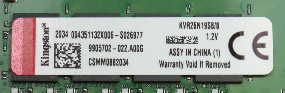 16 Go RAM Kingston ValueRam – 2 X 8 Go DDR4-2666 – DIMM – Occasion