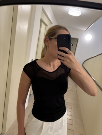 Black top with mesh detail size S new