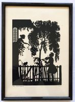 Orig. Scherenschnitt - "Drei Mädelhaus" - monogrammiert C.V