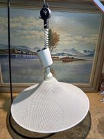 Pendelleuchte Metall weiss gelocht mit Zugmechanik 50 cm dm