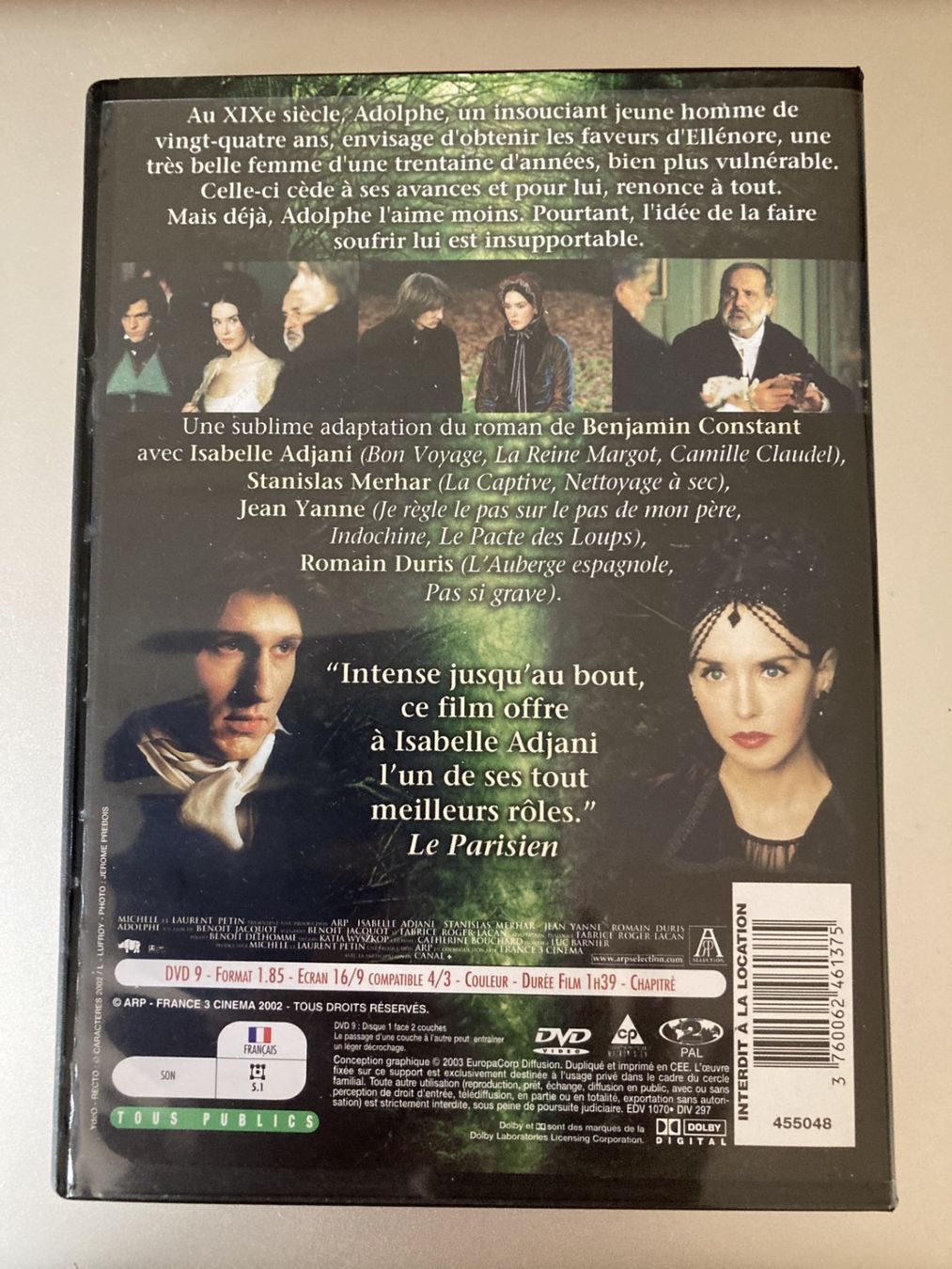 Tutti i DVDs: Adolphe - avec Isabelle Adjani – Usato da Neuchâtel venduto da Rougesky 1