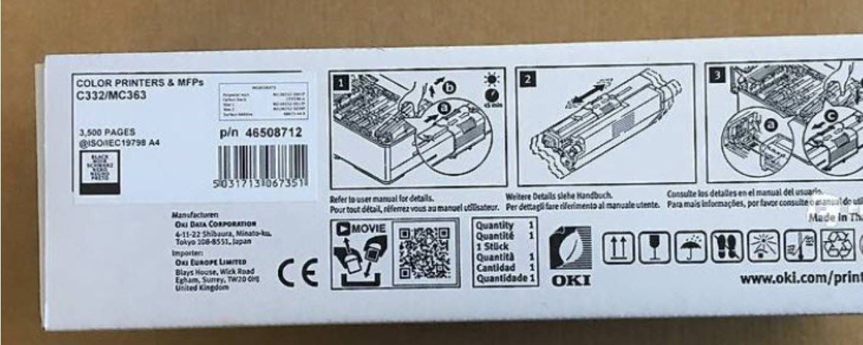 Oki Cartucce per stampanti & toner: Original OKI C332, C332dn, MC363 black Toner, 46508712 – Nuovo e nell'imballaggio originale da Glattbrugg venduto da copytron 1